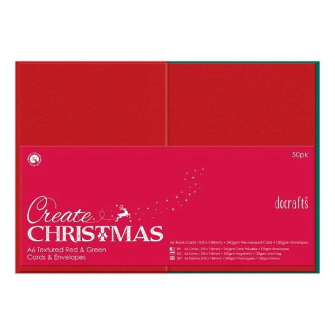 Korttipohjat + kirjekuoret A6 10,5x14,8cm Christmas 50 kpl