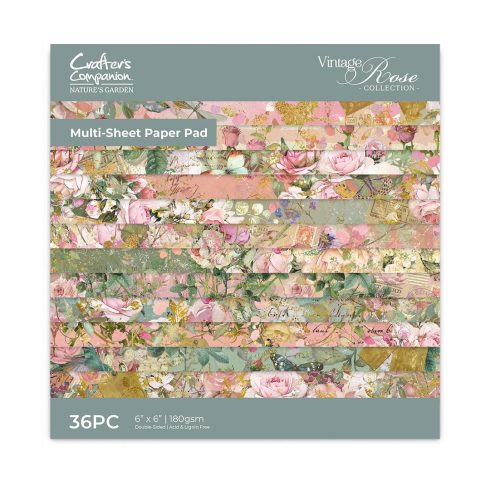 Crafter’s Companion – Vintage Rose Collection paperilehtiö 15,2 x 15,2 cm