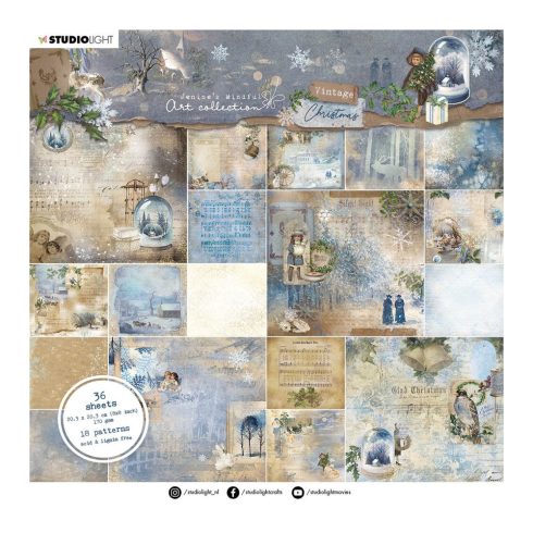 Studio Light Vintage Christmas Backgrounds – paperilehtiö 20,3 x 20,3 cm