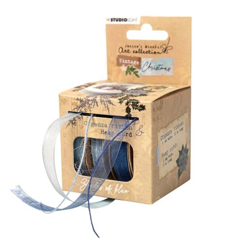 Vintage Christmas Organza Ribbon Hemp Cord – SHADES OF BLUE nauhalajitelma