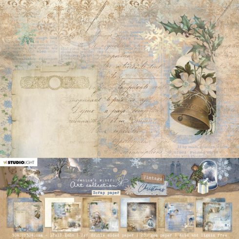 Vintage Christmas Scrap Paper Background Patterns – paperilajitelma 30,4 x 30,4 cm