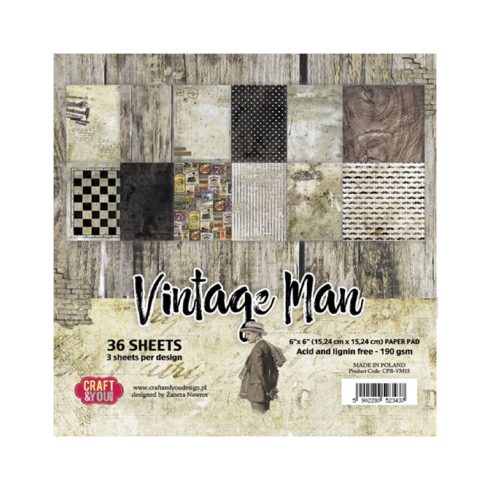 Craft & You Design – Vintage Man paperilajitelma 15,2 x 15,2 cm