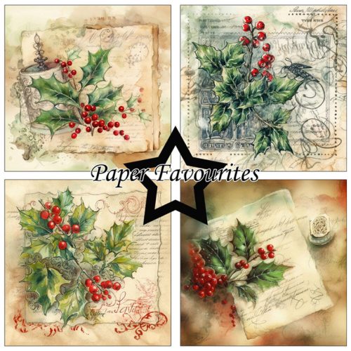 Paper Favourites – Vintage Holly paperilajitelma 15 x 15 cm - Image 2