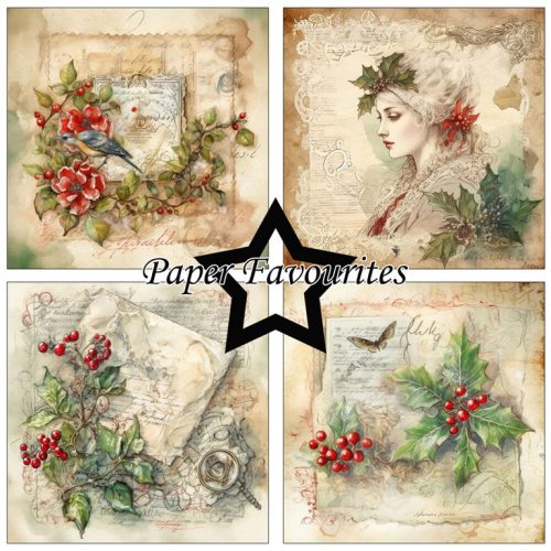 Paper Favourites – Vintage Holly paperilajitelma 15 x 15 cm - Image 3