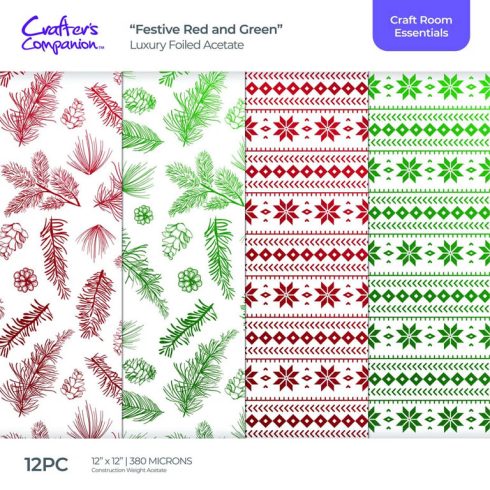 Crafter's Companion Luxury Foiled Acetate (punainen & vihreä) – kalvolajitelma