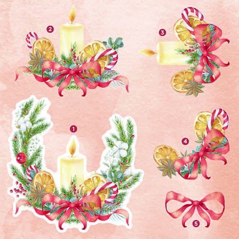 Decoupage Topper Pad CANDLELIT CHRISTMAS – 3D paperilehtio1