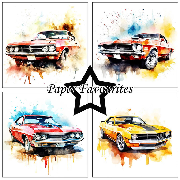 Paper Favourites – Muscle Cars paperilajitelma 15 x 15 cm - Image 2