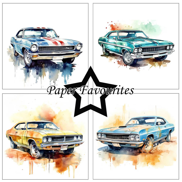 Paper Favourites – Muscle Cars paperilajitelma 15 x 15 cm - Image 3