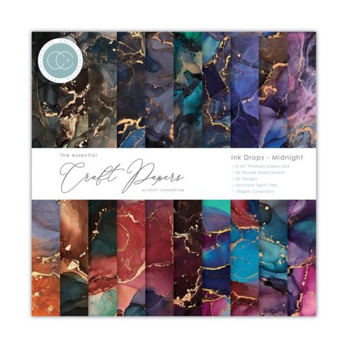 Craft Consortium – Ink Drop Midnight paperilehtiö 15,2 x 15,2 cm