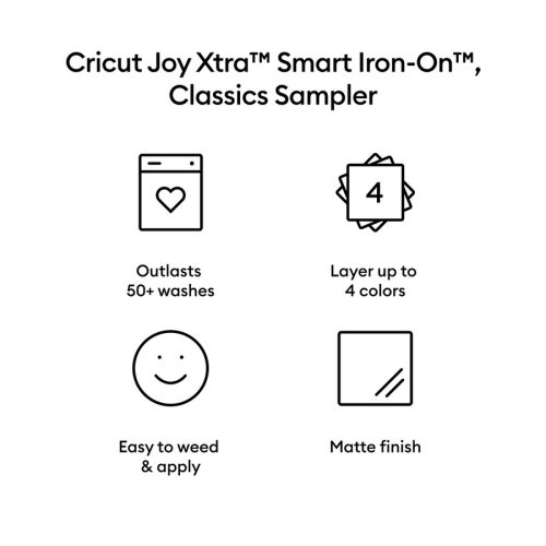 Cricut Joy Xtra Smart Iron-On Sampler Classics 9,5" silityskalvolajitelma - Image 3