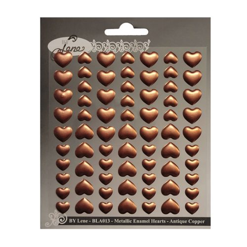 By Lene – Enamel Hearts Metallic Copper 3D-tarra