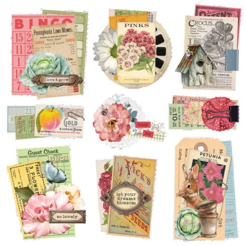 Simple Stories – Chipboard Clusters Spring Garden isot kartonkikuvat (9 kpl)