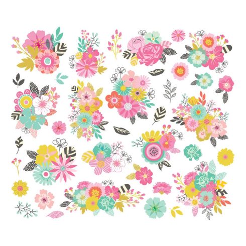 Simple Stories – Floral Bits & Pieces True Colors leikekuvat (37 kpl)