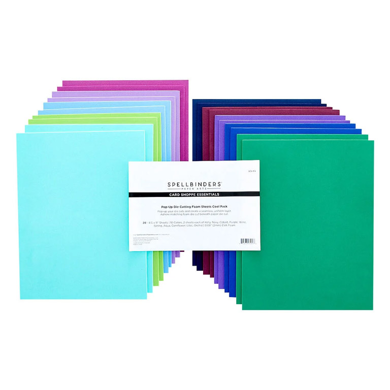 Spellbinders Foam Sheets – Cool Tones värilajitelma (20 kpl)