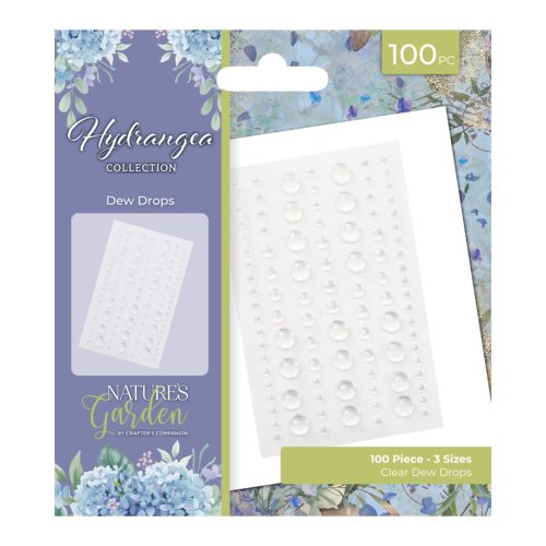 Crafter's Companion Hydrangea Dew Drops – liimataustaiset puolihelmet