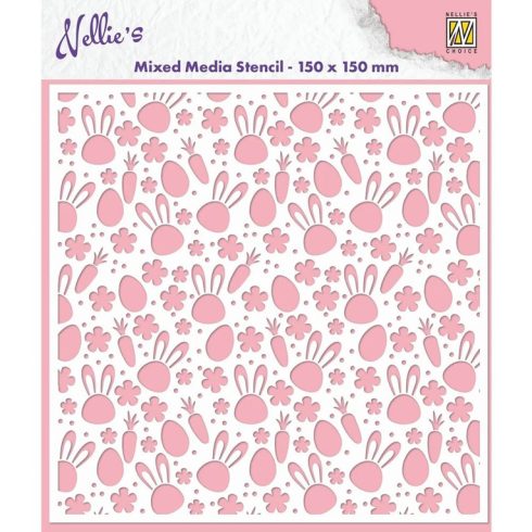 Nellie's Choice Mixed Media Stencil sapluuna – Bunnies Carrots