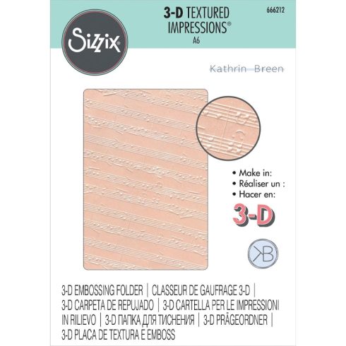 Sizzix 3D kohokuviointikansio Texture Impressions – MUSICAL NOTES (A6)