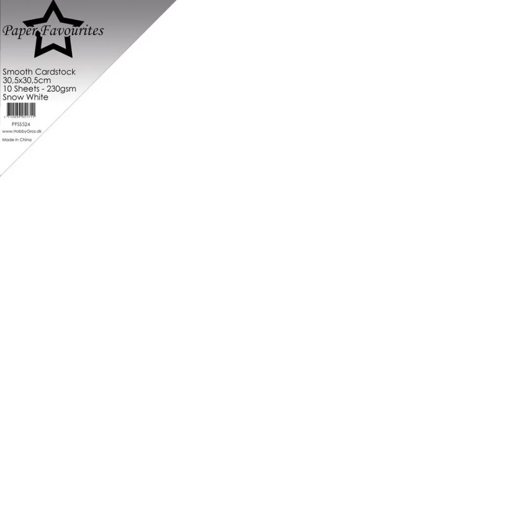 Paper Favourites Smooth Cardstock Snow White – Kartonki 30x30cm 230g (10 kpl)