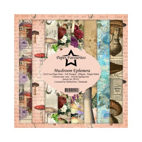 Paper Favourites – Mushroom Ephemera paperilajitelma 15 x 15 cm