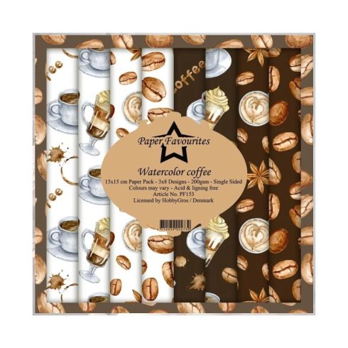 Paper Favourites – Watercolor Coffee paperilajitelma 15 x 15 cm