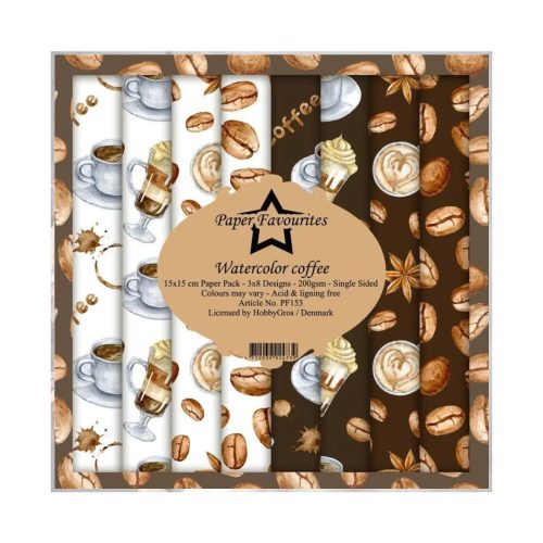Paper Favourites – Watercolor Coffee paperilajitelma 15 x 15 cm