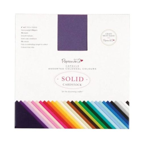 Papermania Premium Solid Cardstock Colossal – Kartonkilajitelma 15x15cm 216g (75 kpl)