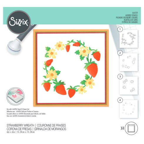Sizzix Light Layered Stencils sapluuna – STRAWBERRY WREATH