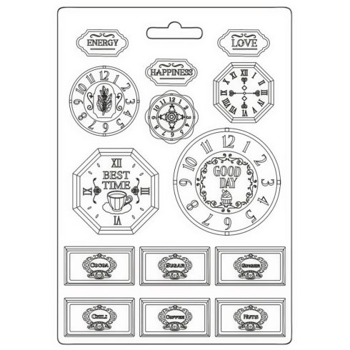 Stamperia – Coffee and Chocolate Clocks Soft Mould A4
