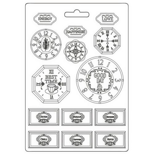 Stamperia – Coffee and Chocolate Clocks Soft Mould A4