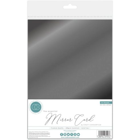 Craft Consortium Mirror Card Gun Metal – Peilikartonki A4 240g (10 kpl)
