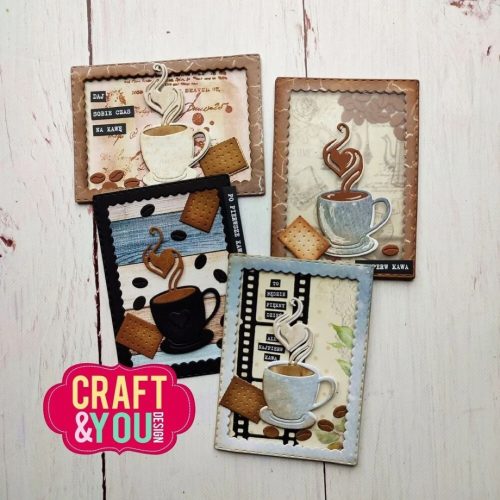 Craft & You Design stanssi – ATC FRAME WITH A CUP OF COFFEE - Image 3