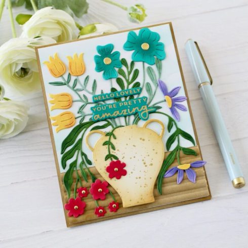 Spellbinders stanssi – FRESH PICKET VASE BOUQUET1