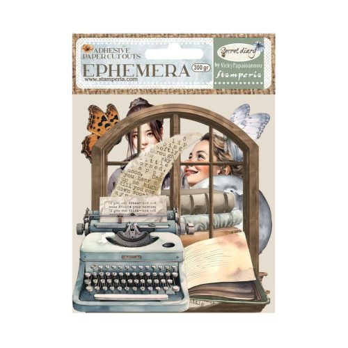 Stamperia – Ephemera Secret Diary leikekuvat liimataustalla (34 kpl)