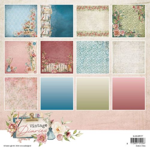 Studio Light Designer Paper Pad –  Vintage Diaries Background paperilehtiö 20 x 20 cm - Bild 2
