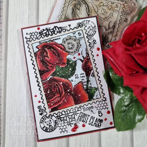 Woodware Clear Stamp – Postal Rose leimasin - Image 2
