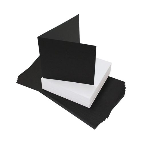 Korttipohjat + kirjekuoret 6″x6″ (15,2cmx 15,2cm) Black 50 kpl