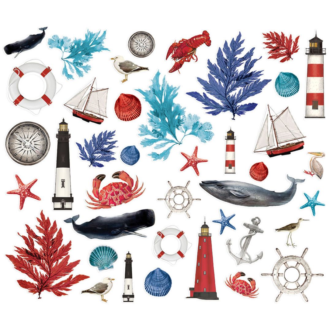 Simple Stories – Nautical Bits & Pieces Vintage Seas leikekuvat (40 kpl)