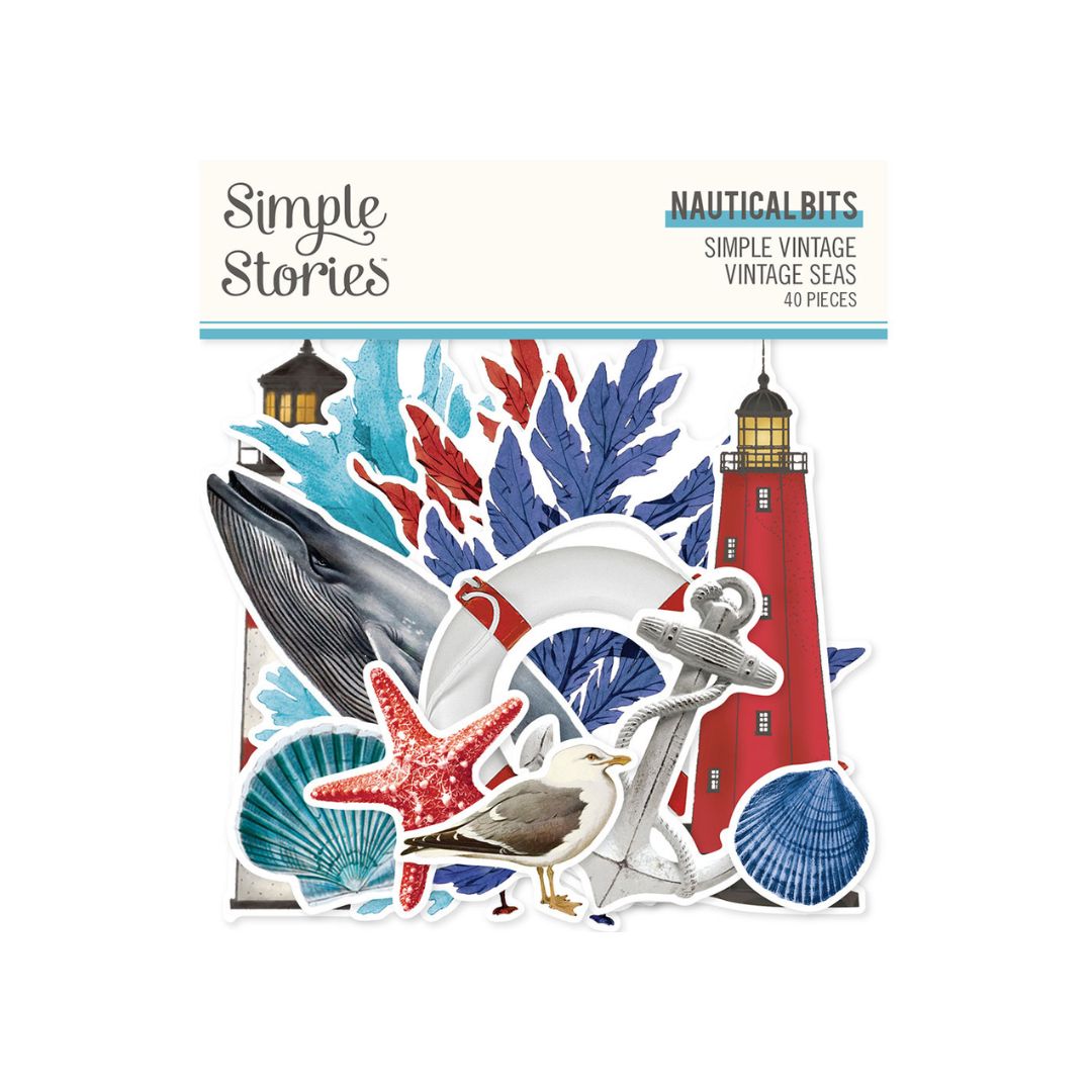 Simple Stories – Nautical Bits & Pieces Vintage Seas leikekuvat (40 kpl)