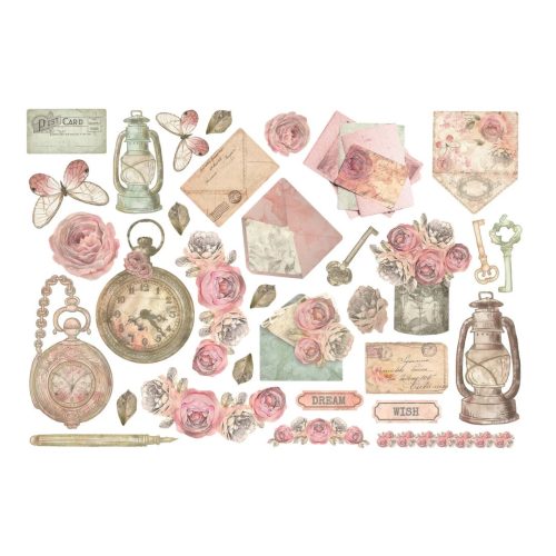 Stamperia – Ephemera Shabby Rose leikekuvat liimataustalla (32 kpl) - Image 2