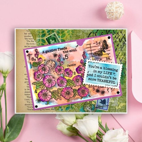 Woodware Clear Stamp – Hollyhocks leimasin - Image 3