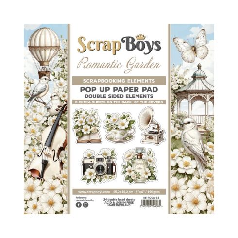 ScrapBoys – Romantic GardenPop-up Elements paperilehtiö 15 x 15 cm
