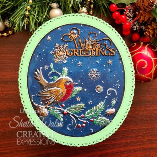 Creative Expressions Colouring Stencil sapluunat – ROBIN & SNOWFLAKES (2kpl) - Bild 2
