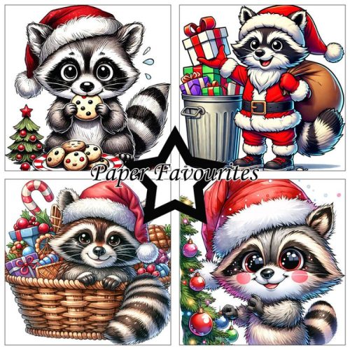 Paper Favourites – Christmas Raccoons paperilajitelma 15x15 cm - Image 2