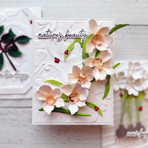 Spellbinders stanssi – CYMBIDIUM ORCHID AND LADYBUGS 2