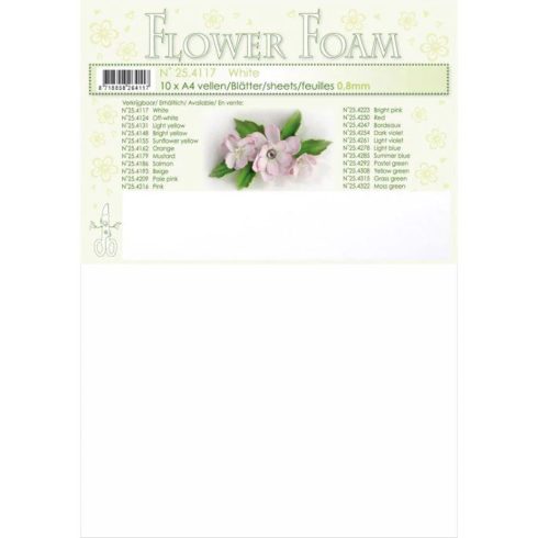 Leane Creatief Flower Foam Foamiran – Softis valkoinen A4 (10kpl)