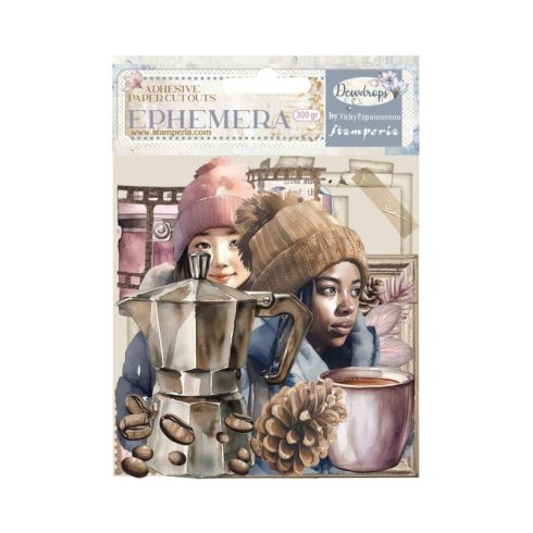 Stamperia – Ephemera Dewdrops leikekuvat liimataustalla (38 kpl)