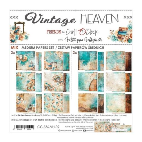 Craft O’Clock – Vintage Heaven MIX paperilajitelma 20 x 20 cm