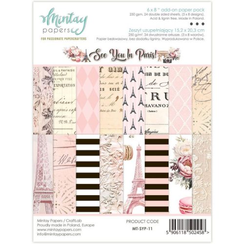 Mintay Papers Add-On Paper Pad – See You In Paris paperilehtiö A5