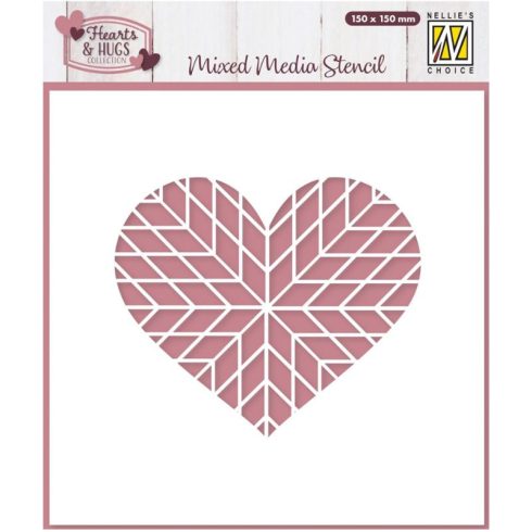 Nellie’s Choice Mixed Media Stencil sapluuna – Geo Heart