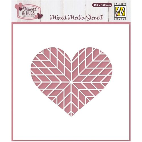 Nellie’s Choice Mixed Media Stencil sapluuna – Geo Heart